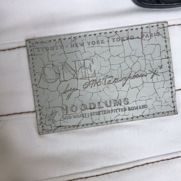 One teaspoon Hoodlums mid waist stretched fitted bow leg white jeans size 27 - Picture 12 of 13